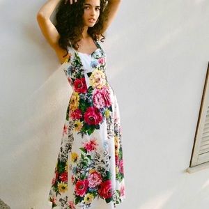 Anthropologie Amelia Floral Sweetheart Neckline Dress